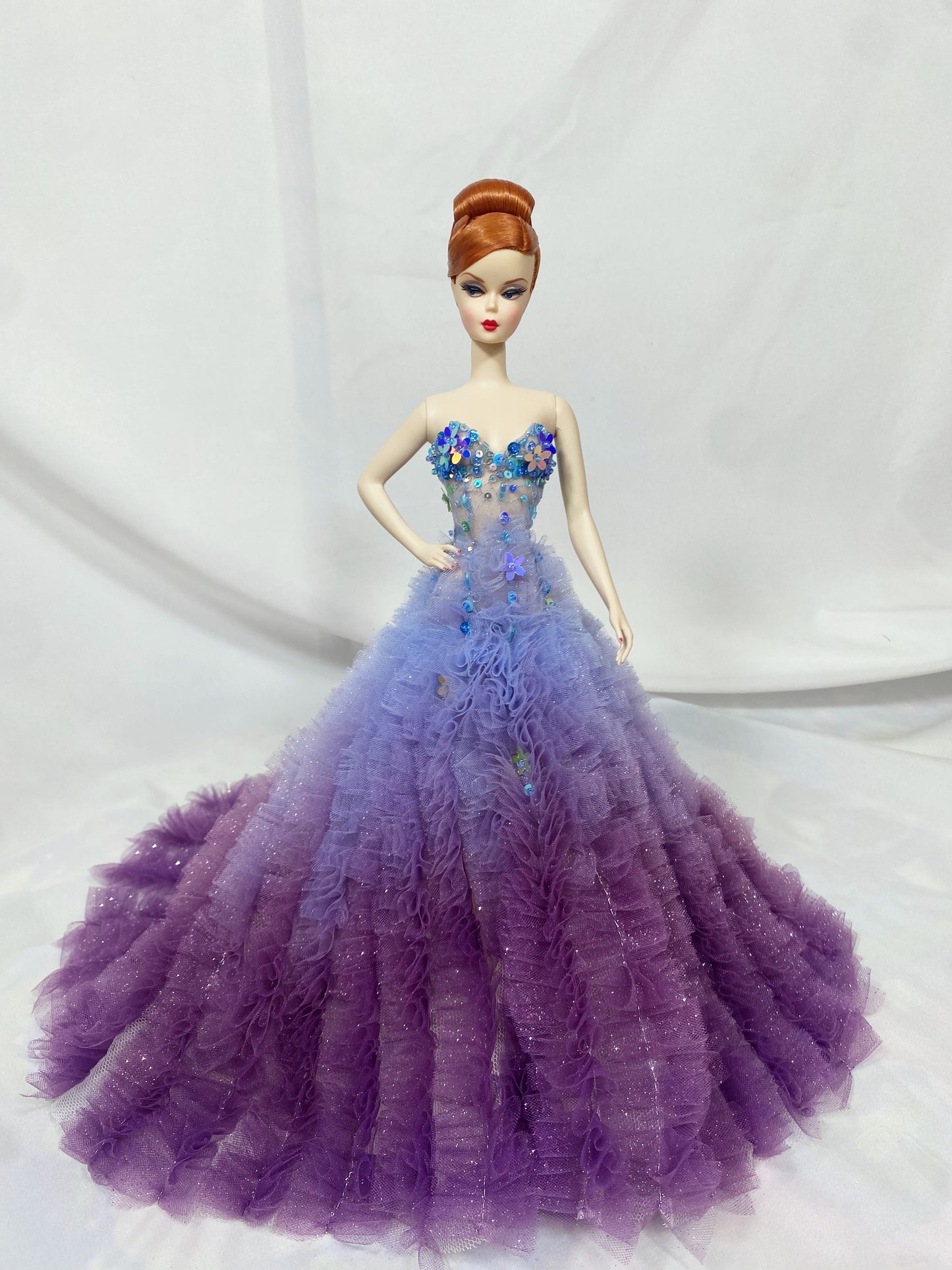 Beaded Purple Gown Handmade for Silkstone Barbie Fashion Model Doll Poppy Parker Integrity Toys