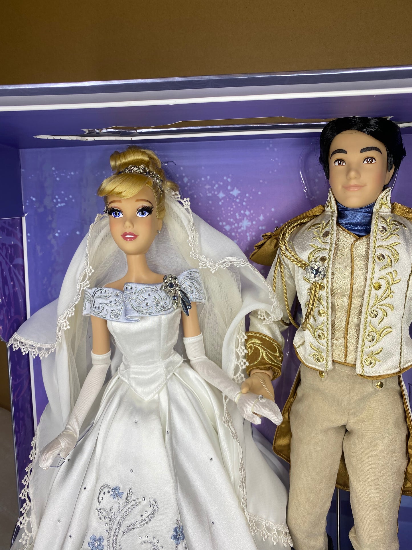 Disney Cinderella And Prince Charming Doll Set Limited Platinum Wedding Dollset