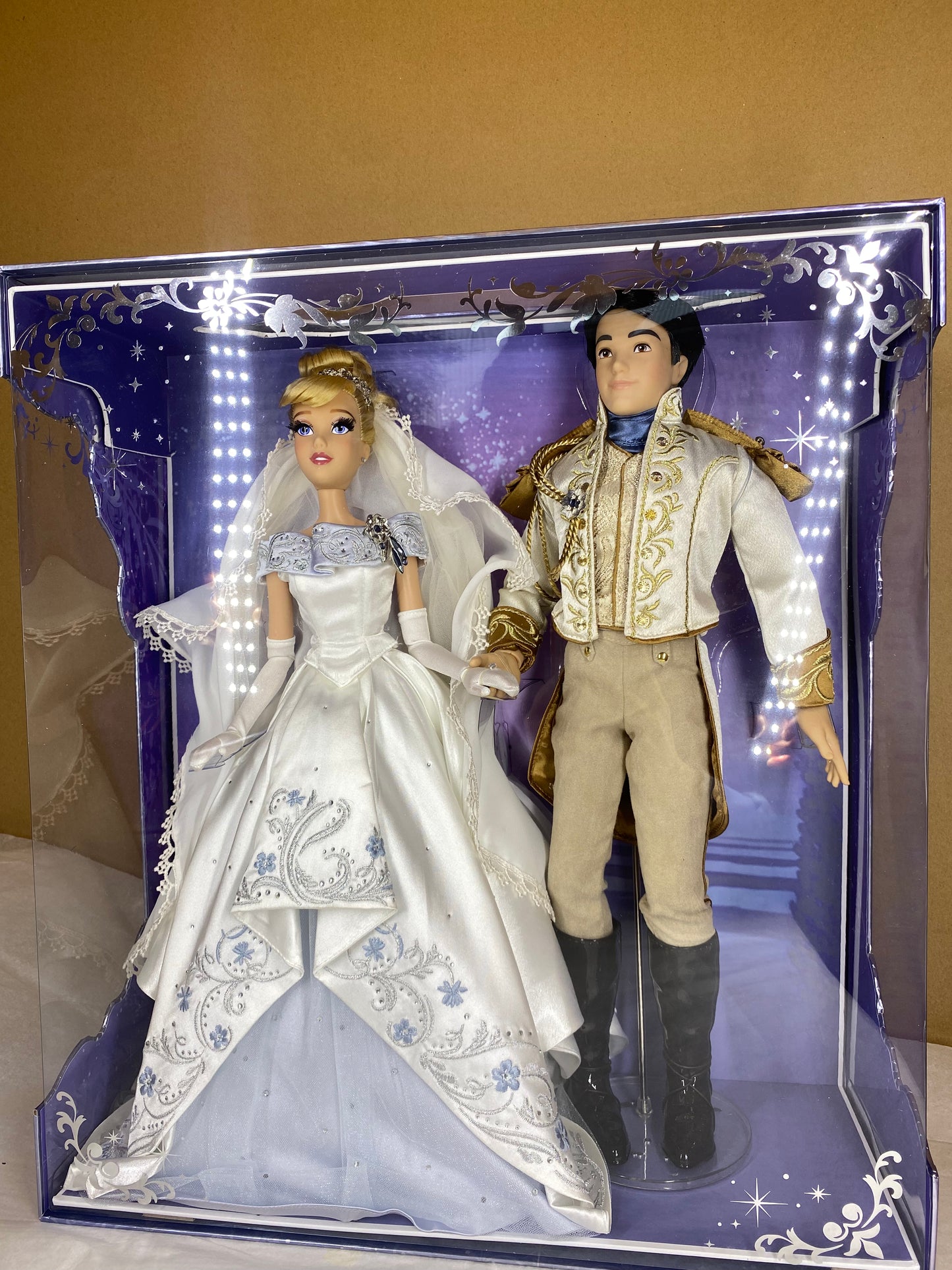 Disney Cinderella And Prince Charming Doll Set Limited Platinum Wedding Dollset