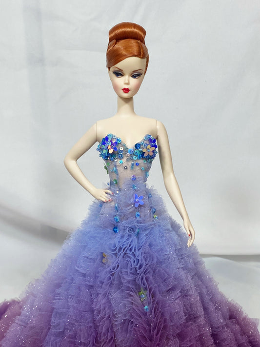 Beaded Purple Gown Handmade for Silkstone Barbie Fashion Model Doll Poppy Parker Integrity Toys